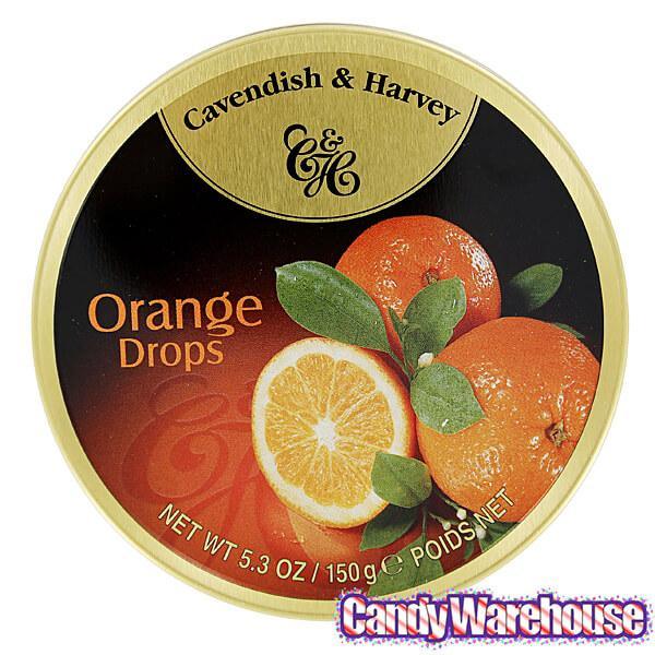 Cavendish & Harvey Hard Candy Drops Tins - Orange: 12-Piece Box - Candy Warehouse