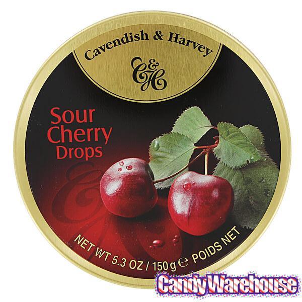 Cavendish & Harvey Hard Candy Drops Tins - Sour Cherry: 12-Piece Box - Candy Warehouse