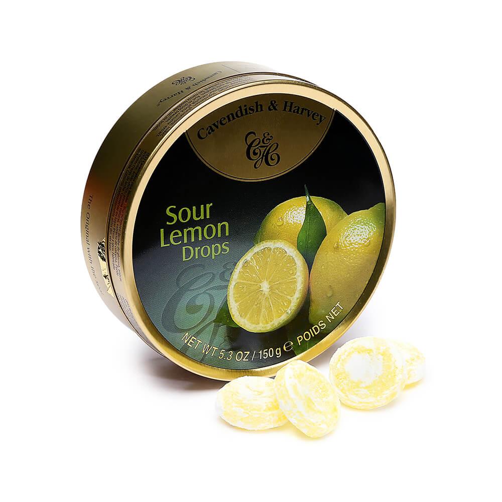 Cavendish & Harvey Hard Candy Drops Tins - Sour Lemon: 12-Piece Box - Candy Warehouse