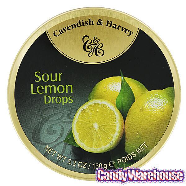 Cavendish & Harvey Hard Candy Drops Tins - Sour Lemon: 12-Piece Box - Candy Warehouse