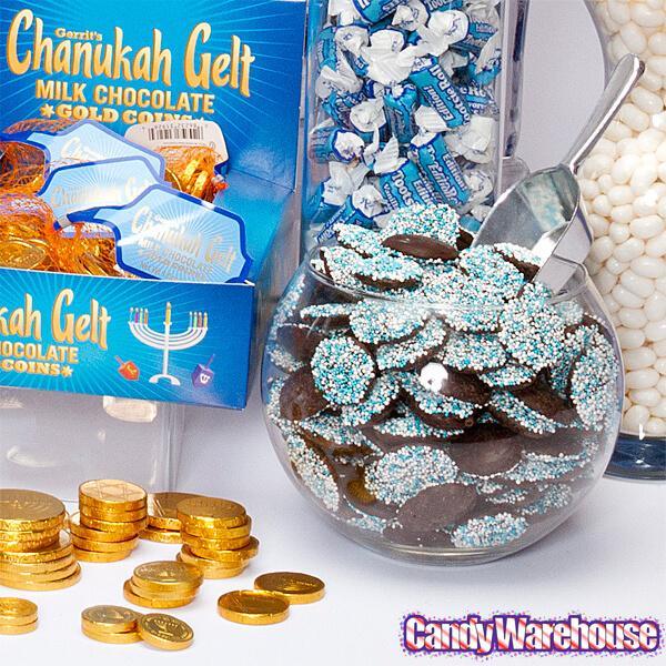 Chanukah Gelt Milk Chocolate Gold Coins in Mesh Bags: 18-Piece Box ...