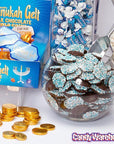 Chanukah Gelt Milk Chocolate Gold Coins in Mesh Bags: 18-Piece Box - Candy Warehouse