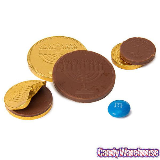 Chanukah Gelt Milk Chocolate Gold Coins in Mesh Bags: 18-Piece Box ...