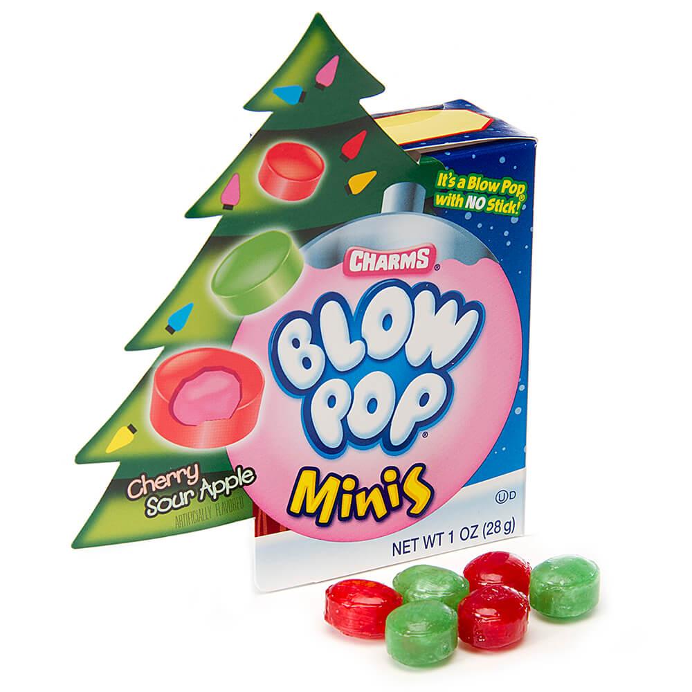 Charms Blow Pop Minis Christmas Tree Boxes: 24-Piece Display - Candy Warehouse