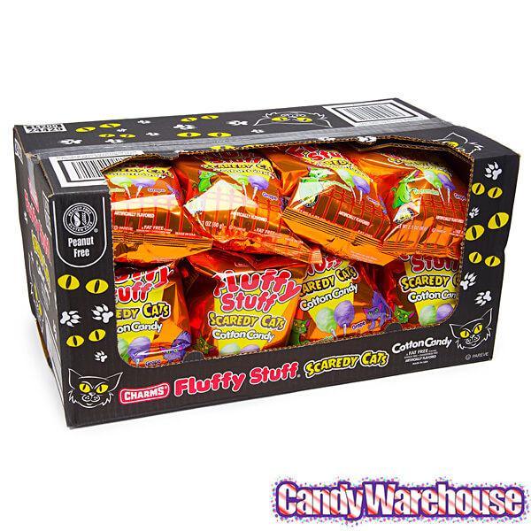 Charms Fluffy Stuff Scaredy Cats Cotton Candy Packs: 24-Piece Case - Candy Warehouse