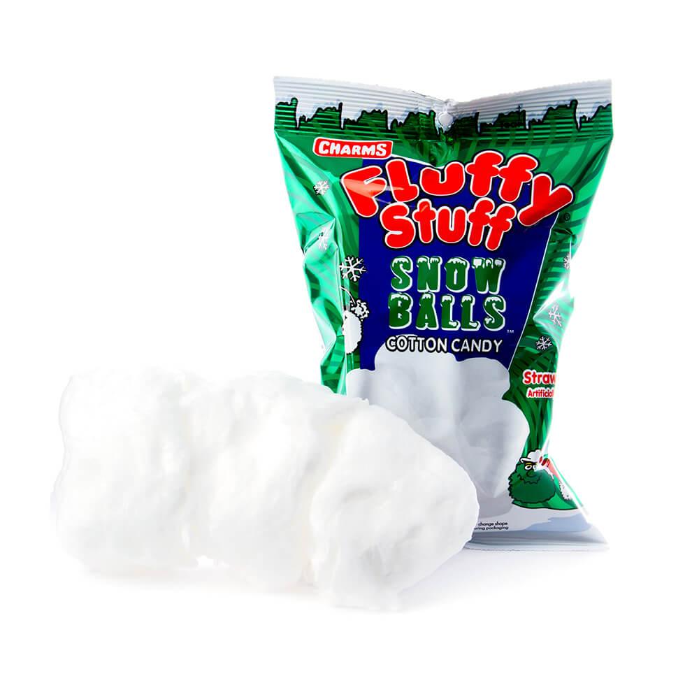 Charms Fluffy Stuff Snow Balls Cotton Candy Packs: 24-Piece Case - Candy Warehouse