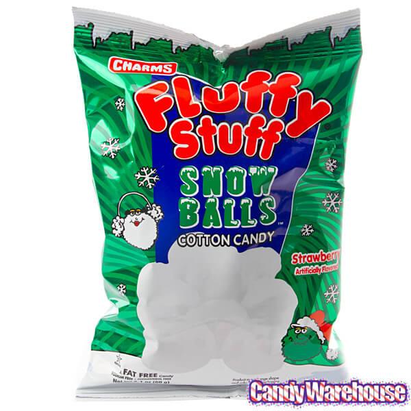 Charms Fluffy Stuff Snow Balls Cotton Candy Packs: 24-Piece Case - Candy Warehouse