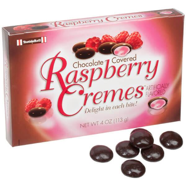 Chocolate Covered Raspberry Cremes Candy 4-Ounce Packs: 12-Piece Box - Candy Warehouse