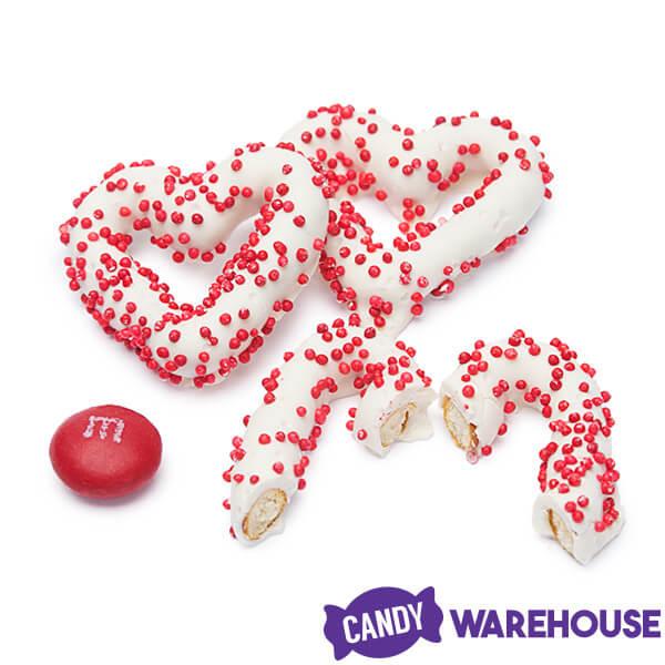 Chocolate Frosted Valentine Mini Pretzel Hearts: 5LB Bag - Candy Warehouse