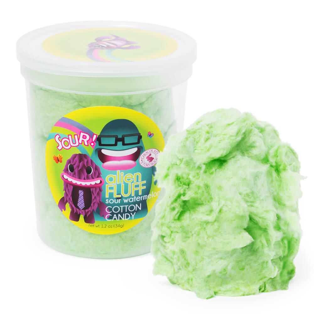 Chocolate Storybook Alien Fluff Cotton Candy - Sour Watermelon: 1-Ounce Tub - Candy Warehouse