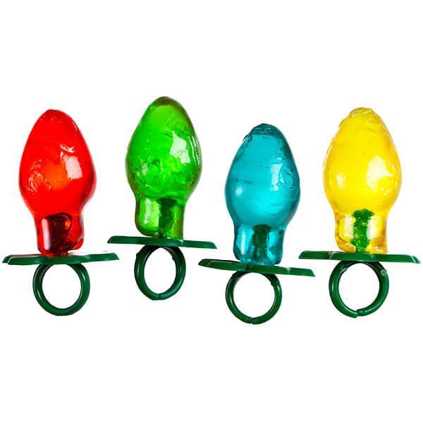 Christmas Light Bulb Ring Suckers: 12-Piece Box - Candy Warehouse