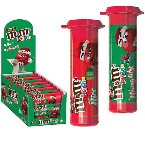 Christmas M&amp;M&#39;s Minis Naughty or Nice Candy Tubes: 24-Piece Box - Candy Warehouse