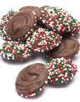 Christmas Milk Chocolate Nonpareils Discs: 1LB Jar - Candy Warehouse