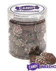 Christmas Milk Chocolate Nonpareils Discs: 1LB Jar - Candy Warehouse