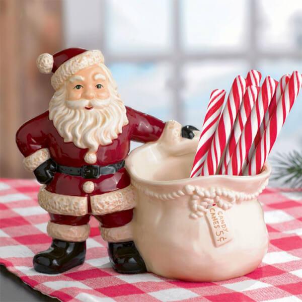 Christmas Santa Ceramic Candy Cane Holder