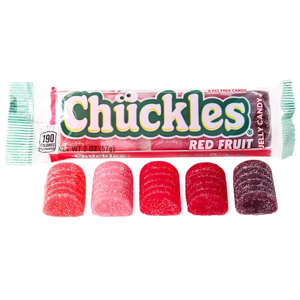 Chuckles Red Fruit Jelly Candy Packs: 24-Piece Box - Candy Warehouse