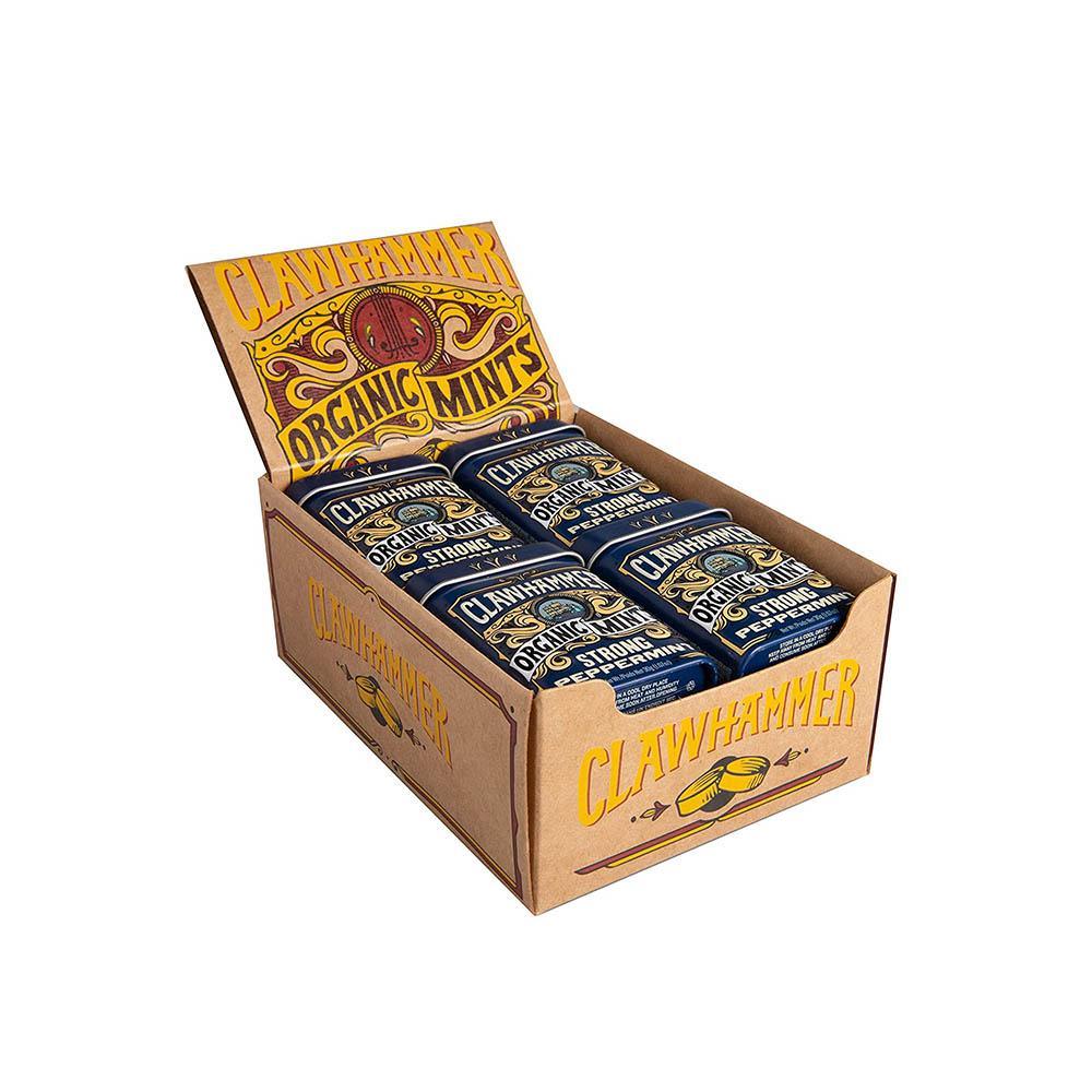 Clawhammer Organic Mint Tins - Strong Peppermint: 12-Piece Box - Candy Warehouse