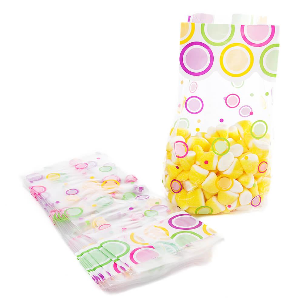 Clear Cello Candy Bags with Bright Modern Dots: 100-Piece Box - Candy Warehouse