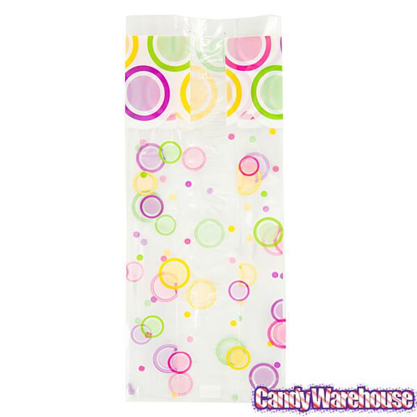 Clear Cello Candy Bags with Bright Modern Dots: 100-Piece Box - Candy Warehouse