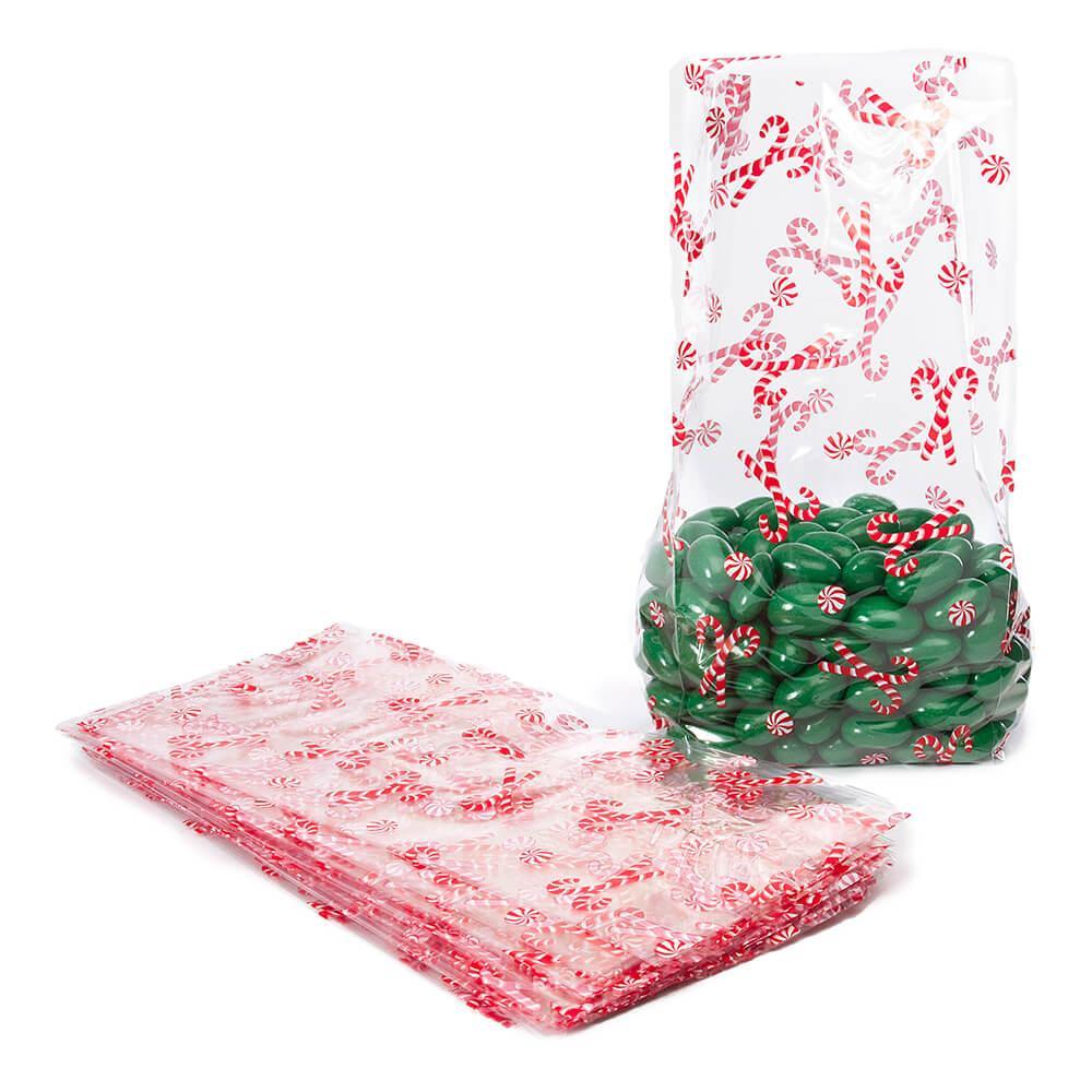 Clear Cello Candy Bags with Candy Canes: 100-Piece Box - Candy Warehouse