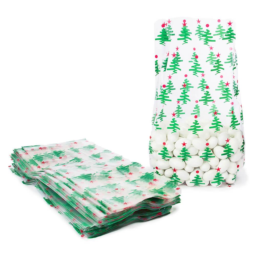 Clear Cello Candy Bags with Christmas Trees: 100-Piece Box - Candy Warehouse