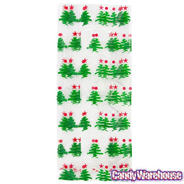 Clear Cello Candy Bags with Christmas Trees: 100-Piece Box - Candy Warehouse