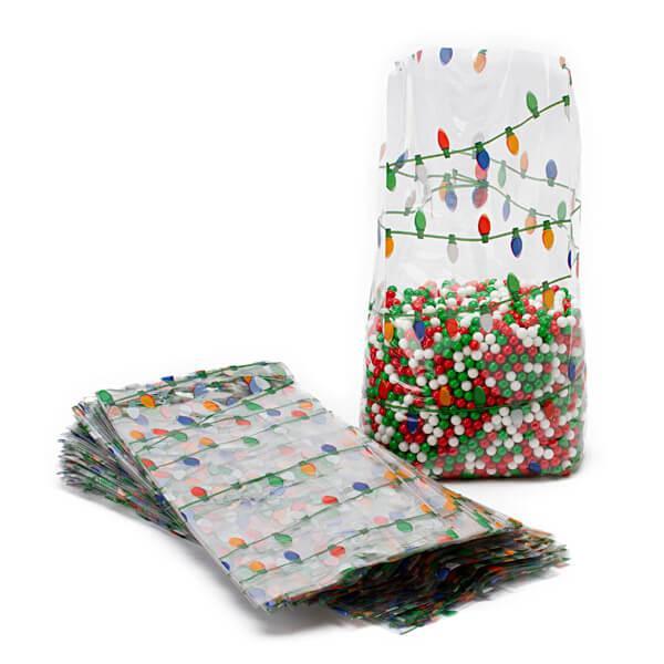 Clear Cello Candy Bags with Holiday Lights: 100-Piece Box - Candy Warehouse