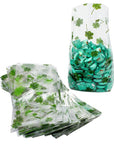 Clear Cello Candy Bags with St Patrick's Day Clovers: 100-Piece Box - Candy Warehouse