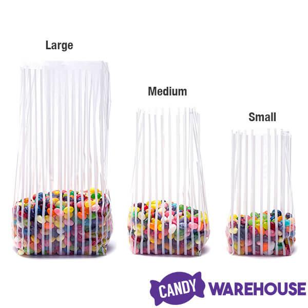 Clear Cello Candy Bags with White Stripes - Large: 100-Piece Box - Candy Warehouse