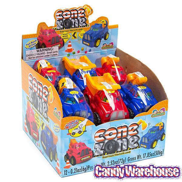 Cone Zone Construction Truck Candy Dispensers: 12-Piece Display