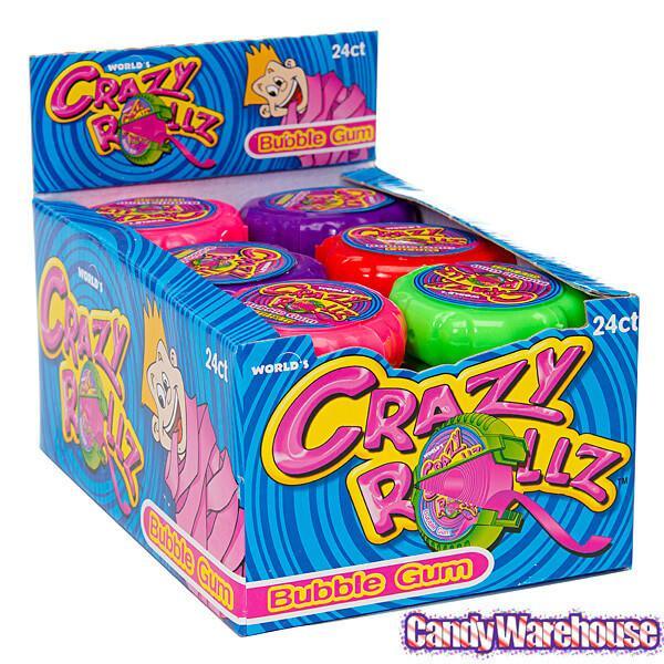 Crazy Rollz Bubble Gum Rolls: 24-Piece Box - Candy Warehouse