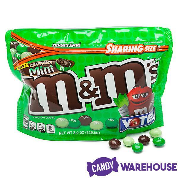 Crunchy Mint M&M's Candy: 8-Ounce Bag - Candy Warehouse