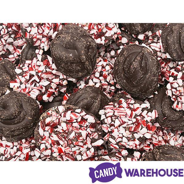 Crushed Peppermint Candy Cane Dark Chocolate Drops: 1LB Jar - Candy Warehouse