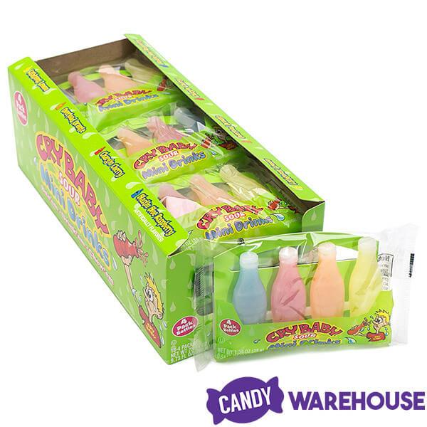 Cry Baby Sour Wax Bottles Candy 4-Packs: 18-Piece Box - Candy Warehouse