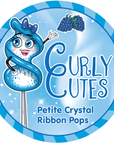 CurlyCutes Petite Crystal Ribbon Pops - Blue Raspberry: 20-Piece Jar - Candy Warehouse