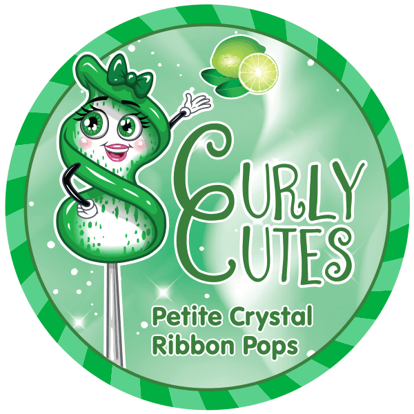 CurlyCutes Petite Crystal Ribbon Pops - Green Lime: 20-Piece Jar - Candy Warehouse