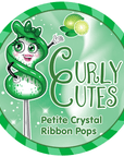 CurlyCutes Petite Crystal Ribbon Pops - Green Lime: 20-Piece Jar - Candy Warehouse