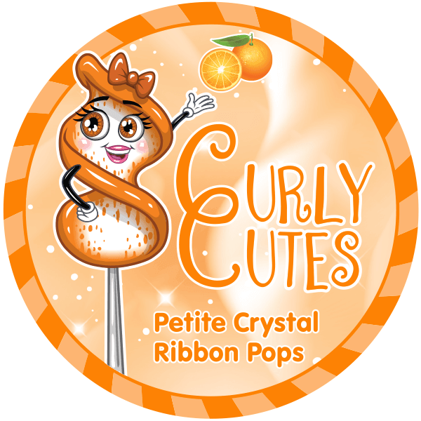 CurlyCutes Petite Crystal Ribbon Pops - Orange: 20-Piece Jar - Candy Warehouse