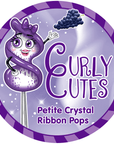 CurlyCutes Petite Crystal Ribbon Pops - Purple Grape: 20-Piece Jar - Candy Warehouse