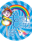 CurlyCutes Petite Crystal Ribbon Pops - Rainbow Cherry: 20-Piece Jar - Candy Warehouse