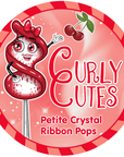 CurlyCutes Petite Crystal Ribbon Pops - Red Cherry: 20-Piece Jar - Candy Warehouse