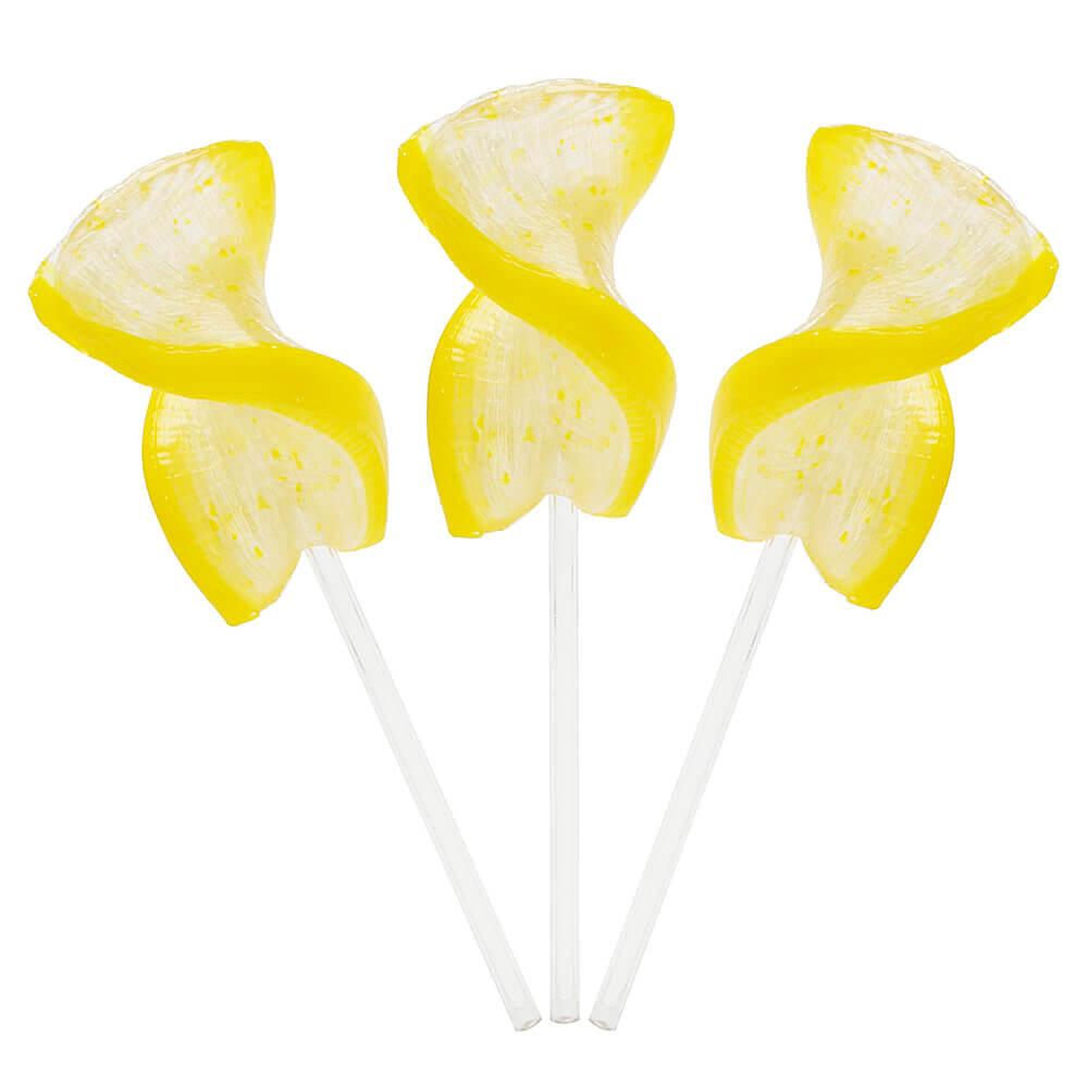 CurlyCutes Petite Crystal Ribbon Pops - Yellow Banana: 20-Piece Jar - Candy Warehouse