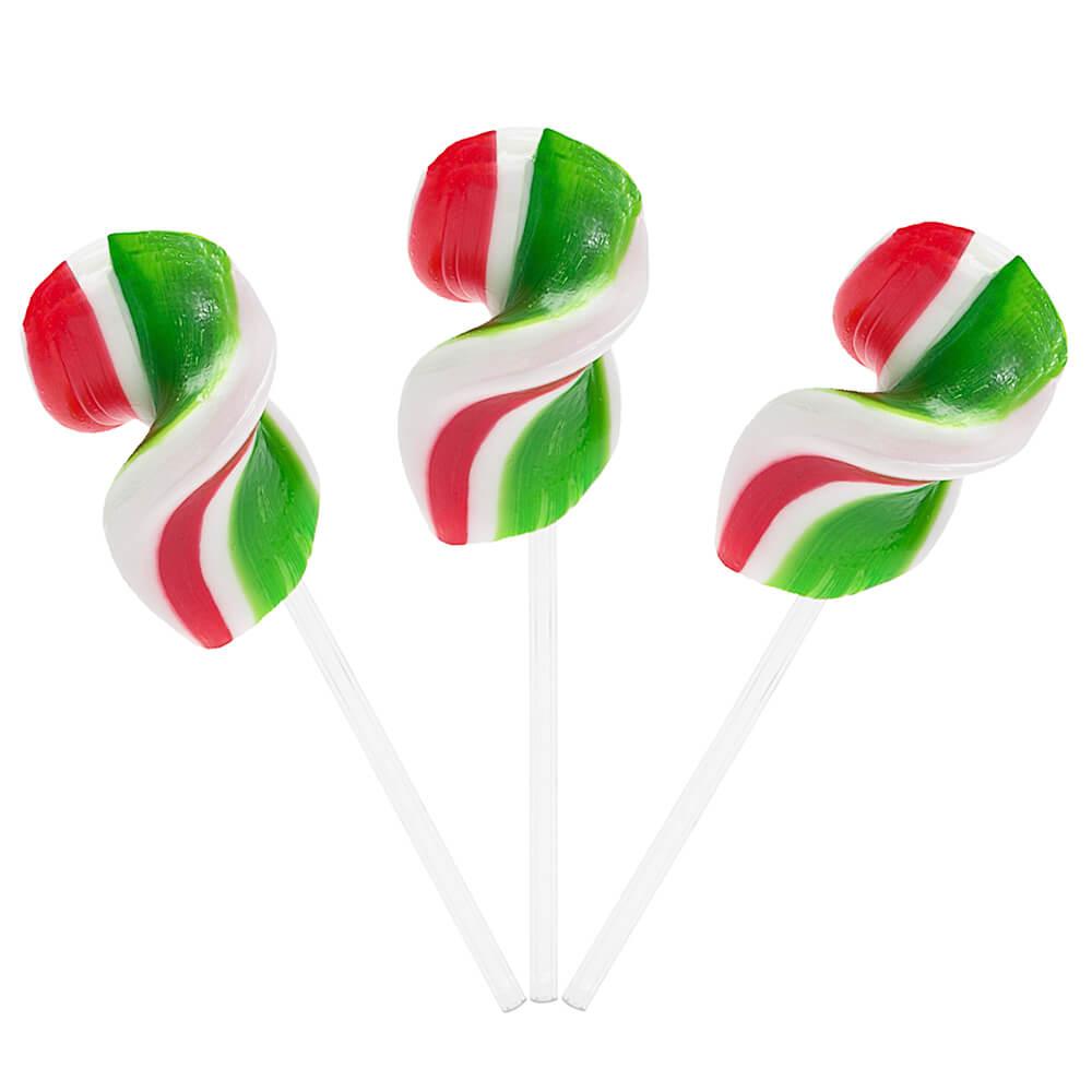 CurlyCutes Petite Ribbon Pops - Christmas Peppermint: 20-Piece Jar - Candy Warehouse