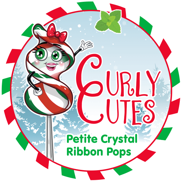 CurlyCutes Petite Ribbon Pops - Christmas Peppermint: 20-Piece Jar - Candy Warehouse