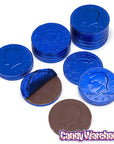 Dark Blue Foiled Milk Chocolate Coins: 1LB Bag - Candy Warehouse