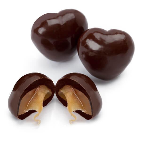 Dark Chocolate Covered Caramel Hearts Candy: 2LB Bag - Candy Warehouse