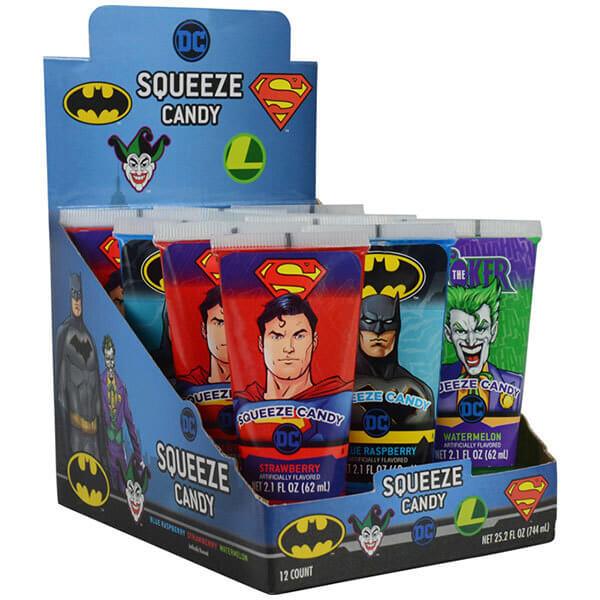 DC Comics Squeeze Candy Tubes: 12-Piece Display - Candy Warehouse