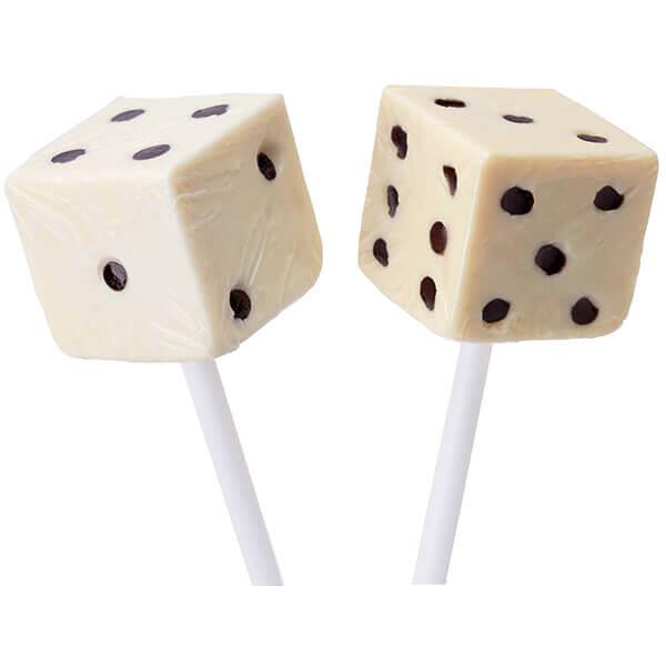 Dice Lollipops - White: 24-Piece Box - Candy Warehouse