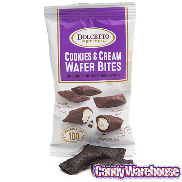 Dolcetto Cookies & Cream-Filled Wafer Bites Packs: 24-Piece Display - Candy Warehouse