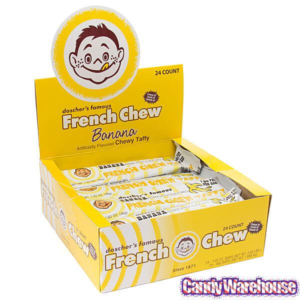 Doscher's French Chew Taffy Bars - Banana: 24-Piece Box | Candy Warehouse